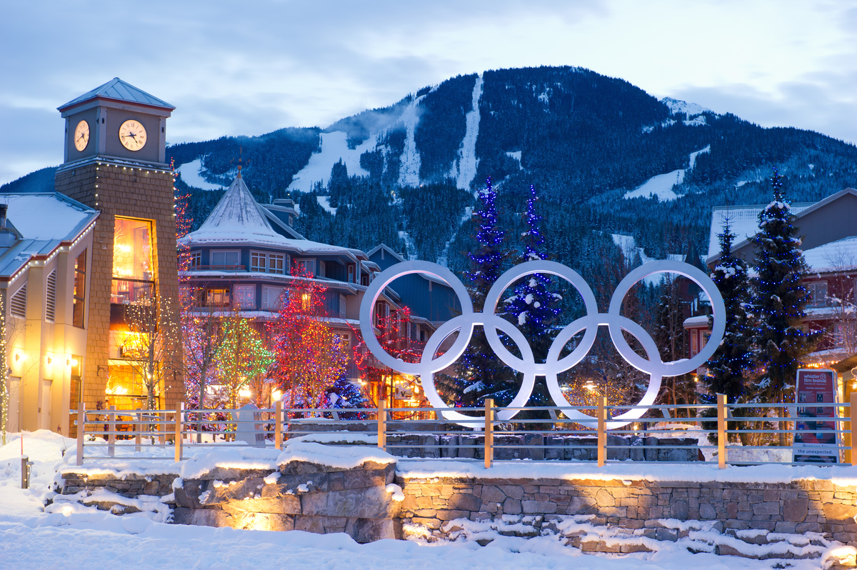 Whistler Village Olympic Rings at Night in 4K - YouTube